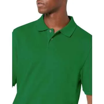 Amazon Essentials Men's Regular-Fit Cotton Pique Polo Shirt (Available in Big & Tall), Green, Large