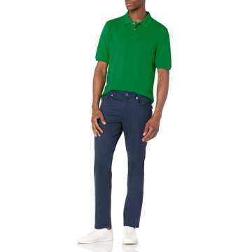 Amazon Essentials Men's Regular-Fit Cotton Pique Polo Shirt (Available in Big & Tall), Green, Large