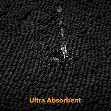 Yeaban Black Bathroom Rug – Soft Non-Slip Chenille Bath Mat