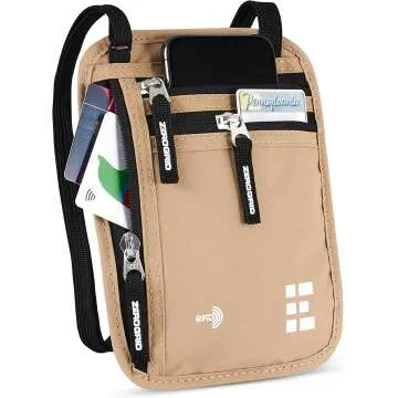 RFID Blocking Travel Neck Wallet for Secure Travel
