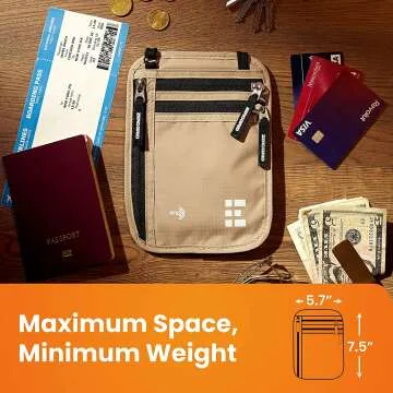 RFID Blocking Travel Neck Wallet for Secure Travel