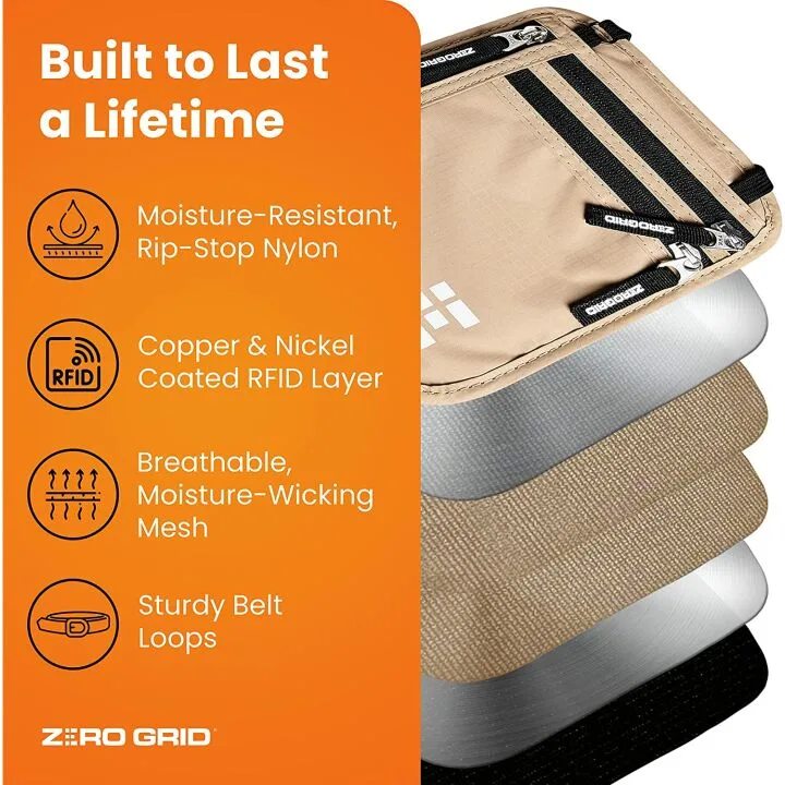 RFID Blocking Travel Neck Wallet for Secure Travel