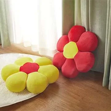 QYA Flower Throw Pillow - Cute 70s Style Seating Cushion