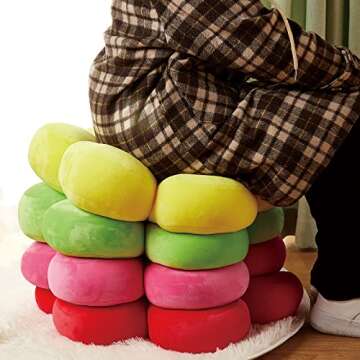 QYA Flower Pillow, Plush Throw Pillow Shape of Flower, Cute Circle Seating Floor Cushion for Couch,70s Decor (20 ", Red)