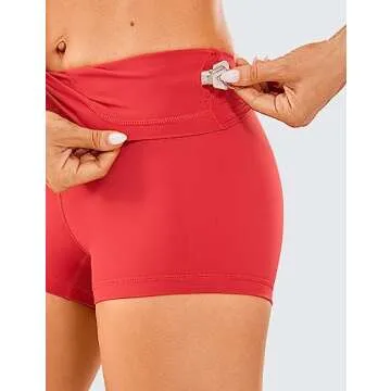 CRZ YOGA Women's Naked Feeling Biker Shorts 3" - High Waist Yoga Workout Gym Shorts Crimson Medium
