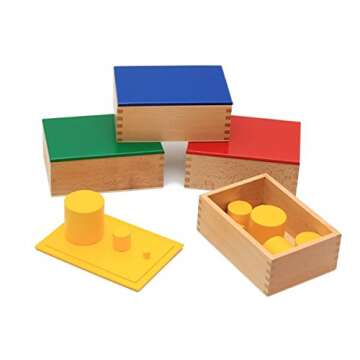 YHZAN Montessori Sensorial Material Knobless Cylinders Kids Wooden Toy (Set of 4) Early Development ...