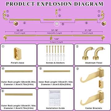 Brass Disc Curtain Rods Adjustable Room Darkening Curtain Rods