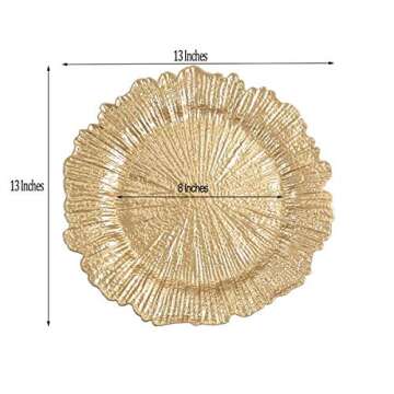 Tiger Chef Gold Charger Plates - Plate Chargers for Dinner Plates - Wedding Décor Place Setting (12, Gold Reef)