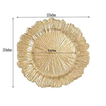 Tiger Chef Gold Charger Plates - Plate Chargers for Dinner Plates - Wedding Décor Place Setting (12, Gold Reef)