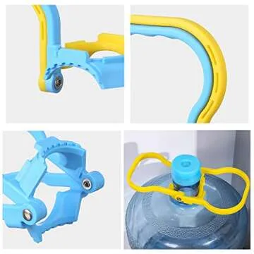 TorSor 2 Pack 5 Gallon Water Bottle Holder Purified Drinking Water Jug Caps Carrier Lift Labor Energy Saving Ergonomic Grip Handle Carrier Non-Slip Holder Lifter Heavy Duty Clip