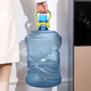 TorSor 2 Pack 5 Gallon Water Bottle Holder Purified Drinking Water Jug Caps Carrier Lift Labor Energy Saving Ergonomic Grip Handle Carrier Non-Slip Holder Lifter Heavy Duty Clip