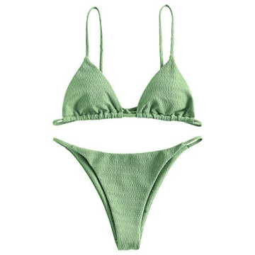ZAFUL Women's Stylish Textured Tie String Bikini Swimwear