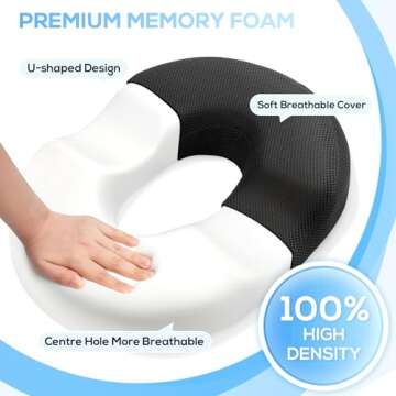 Donut Pillow Seat Cushion, Donut Chair Cushions for Postpartum Pregnancy & Hemorrhoids, Sciatica & H...
