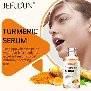 Turmeric Serum for Dark Spots，2 PCS Face Serum Turmeric Dark Spot Corrector Serum for Face, Moistu...