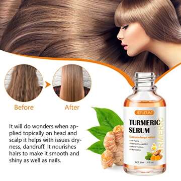 Turmeric Serum for Dark Spots，2 PCS Face Serum Turmeric Dark Spot Corrector Serum for Face, Moisturizing Massage Essence Reduces Hyper pigmentation Age&Sun Spot, Facial Serum for Women & Men 1Fl Oz