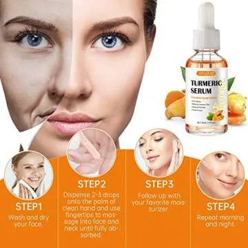 Turmeric Serum for Dark Spots，2 PCS Face Serum Turmeric Dark Spot Corrector Serum for Face, Moisturizing Massage Essence Reduces Hyper pigmentation Age&Sun Spot, Facial Serum for Women & Men 1Fl Oz