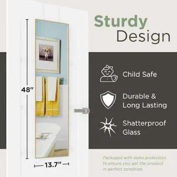 Full Length Adjustable Over The Door Mirror Gold Finish