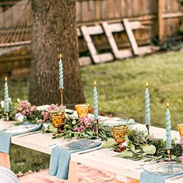 Elegant Spiral Taper Dinner Candles - Conical Stick Candles, Blue, 2pcs