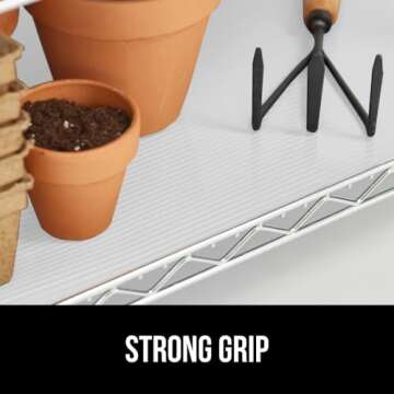 GORILLA GRIP DuraGuard Shelf Liner, Non-Adhesive Cabinet Liners for Kitchen Drawers, Shelves, Refrigerator, Pantry Storage, Bathroom Closet, Durable Waterproof BPA Free Ribbed Plastic, 12x10 White