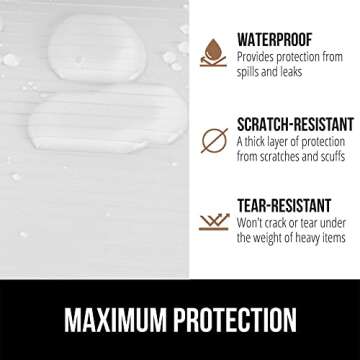 GORILLA GRIP DuraGuard Shelf Liner, Non-Adhesive Cabinet Liners for Kitchen Drawers, Shelves, Refrigerator, Pantry Storage, Bathroom Closet, Durable Waterproof BPA Free Ribbed Plastic, 12x10 White