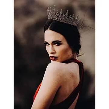 SWEETV Gothic Queen Crown Black Tiara for Women