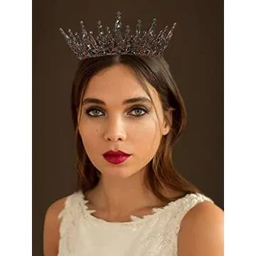 SWEETV Gothic Queen Crown Black Tiara for Women