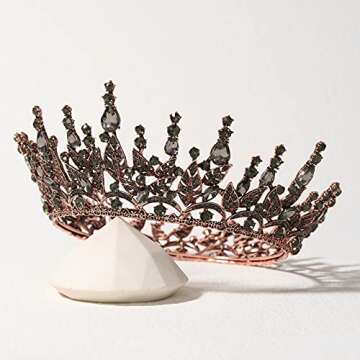 SWEETV Gothic Queen Crown Black Tiara for Women
