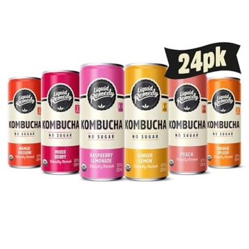 Liquid Remedy Kombucha Sugar Free Organic Drink, Low Calorie, Probiotic Like Tea for Gut Health - Su...