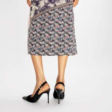 GOSERCE Black Slingback Heels for Women Stiletto Heels Womens Pumps Closed Splicing Pointed Toe Wedding Party Dress Shoes 8