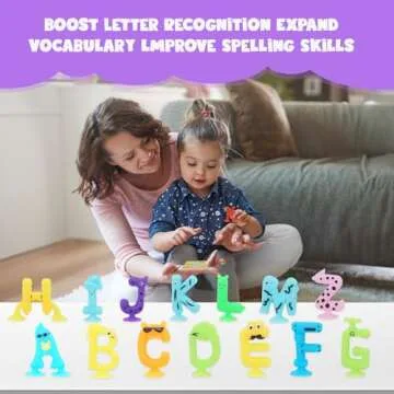 Alphabet Letters Learning Suction Toys: ABC Silicone Baby Bath Toys, Bathtub/Windows/Car/Travel Toys for Toddlers 1-3, Preschool Educational Montessori Sensory Toys for 1/2/3 Year Old