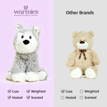 Warmies Microwavable & Weighted Stuffed Animals, Husky - Heated Stuffed Animal Plushie for Warmth & Comfort - Cute Soft Plush Toys for Adults & Children (Boys, Girls, Babies & Toddlers)
