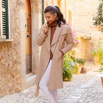 Stylish CHICWISH Women's Wide Lapel Trench Coat - Sand Beige