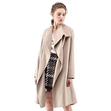 Stylish CHICWISH Women's Wide Lapel Trench Coat - Sand Beige