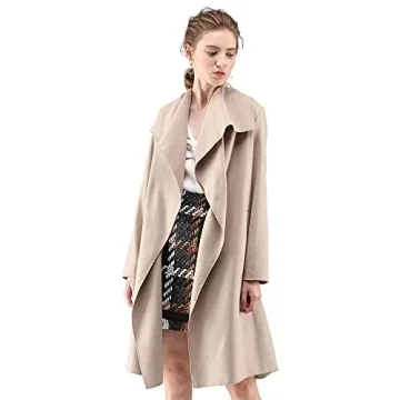 Stylish CHICWISH Women's Wide Lapel Trench Coat - Sand Beige