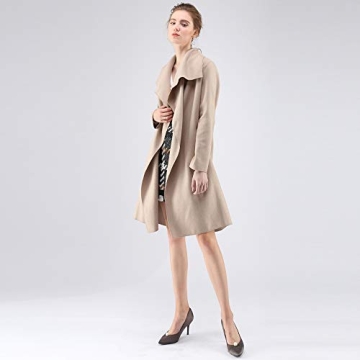 Stylish CHICWISH Women's Wide Lapel Trench Coat - Sand Beige