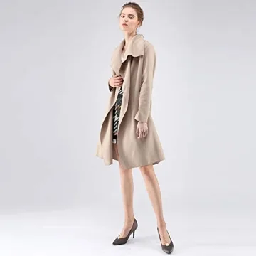 Stylish CHICWISH Women's Wide Lapel Trench Coat - Sand Beige