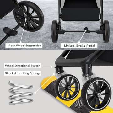 Accombe Baby Stroller 2 in 1 Newborn Convertible Stroller Bassinet for Infant New Born Pushchair 0-36 Month