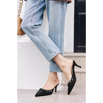 Coutgo Women's Bow Tie Mule Heels - Stylish & Comfortable