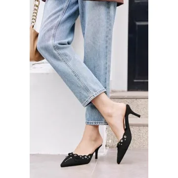 Coutgo Women's Bow Tie Mule Heels - Stylish & Comfortable