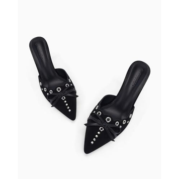 Coutgo Women's Bow Tie Mule Heels - Stylish & Comfortable