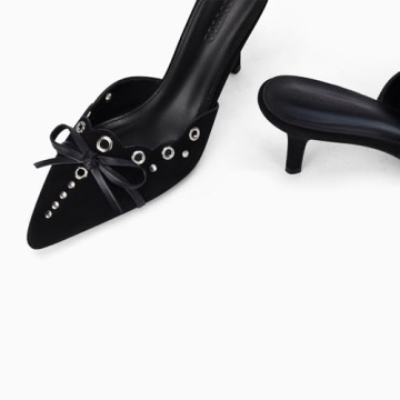 Coutgo Women's Bow Tie Mule Heels - Stylish & Comfortable