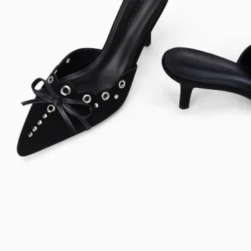 Coutgo Women's Bow Tie Mule Heels - Stylish & Comfortable