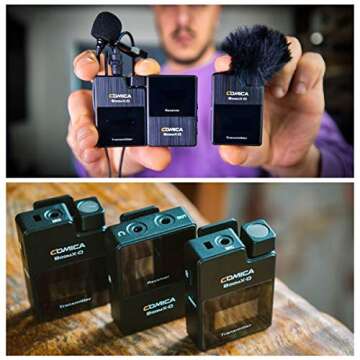 2.4G Wireless Lavalier Microphone System,Comica BoomX-D D2 Digital 1-Trigger-2 Wireless Microphone Transmitter & Receiver SLR Clip-on Microphone,Lav Mic for Smartphone Camera Podcast Interview YouTube