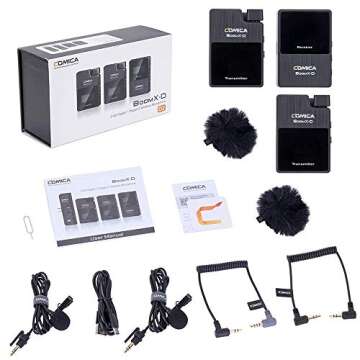 2.4G Wireless Lavalier Microphone System,Comica BoomX-D D2 Digital 1-Trigger-2 Wireless Microphone Transmitter & Receiver SLR Clip-on Microphone,Lav Mic for Smartphone Camera Podcast Interview YouTube