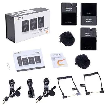 2.4G Wireless Lavalier Microphone System,Comica BoomX-D D2 Digital 1-Trigger-2 Wireless Microphone Transmitter & Receiver SLR Clip-on Microphone,Lav Mic for Smartphone Camera Podcast Interview YouTube