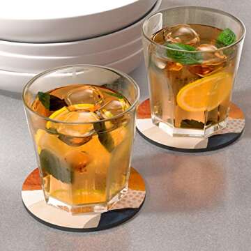 Nipichsha Coasters for Drinks, Set of 6 Cute Absorbent Rubber Drink Coasters for Cup with Non Slip B...