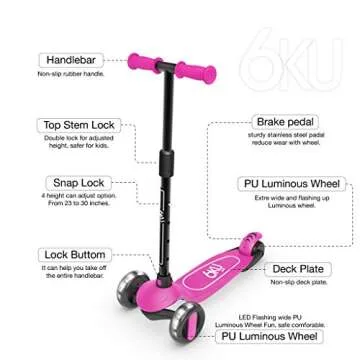 Fun 6KU Scooter for Kids 3-10 with Flash Wheels