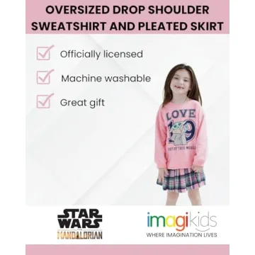 Star Wars Grogu Girls Fleece Sweatshirt Skirt Set Pink Plaid