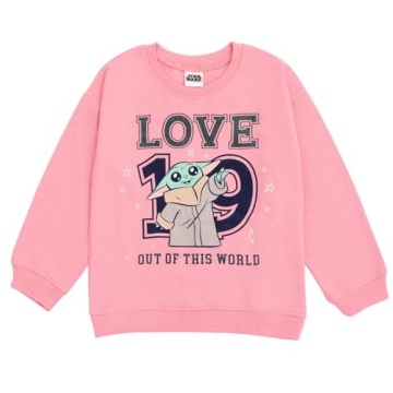 Star Wars Grogu Girls Fleece Sweatshirt Skirt Set Pink Plaid