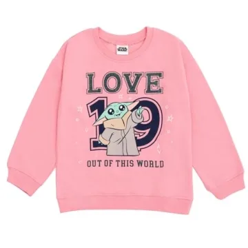 Star Wars Grogu Girls Fleece Sweatshirt Skirt Set Pink Plaid